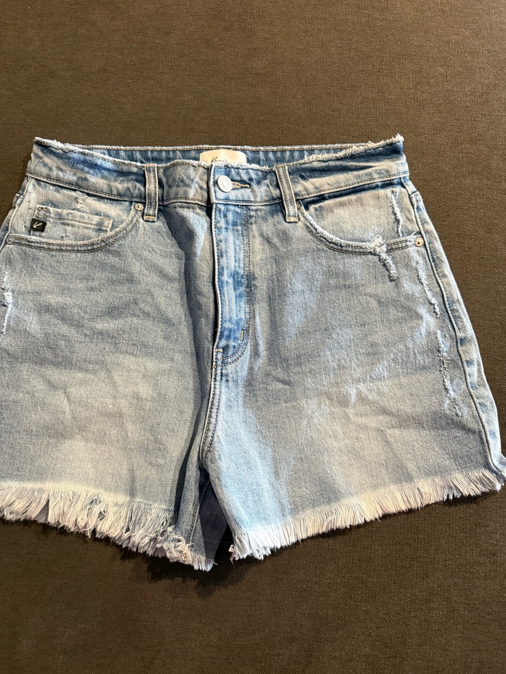KanCan Light Blue Frayed Hem Denim Shorts